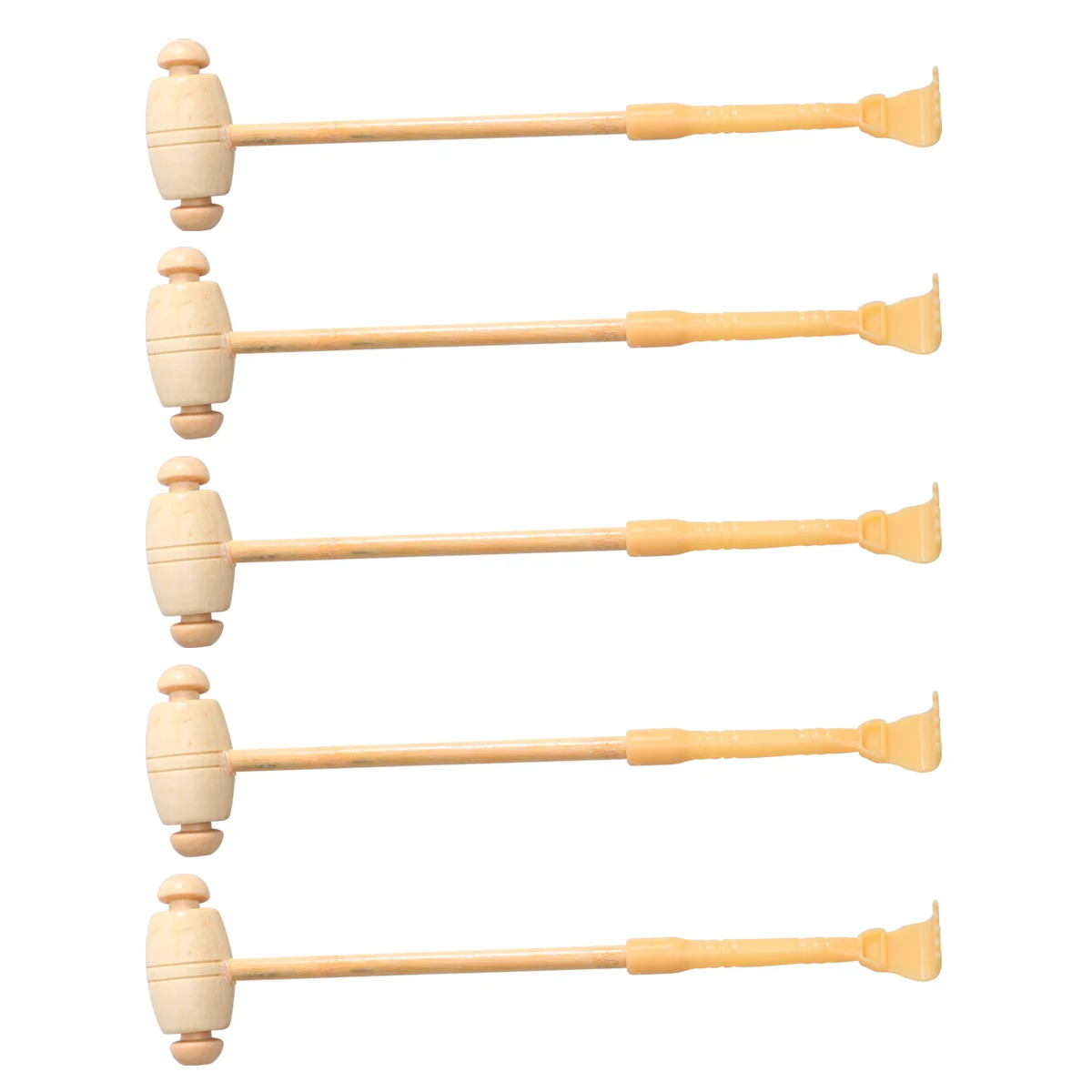 

5pcs Back Massage Hammer Wooden Body Scratcher Shoulder Scratcher Two-Headed Handheld Massager Smooth Edges For Home Stress