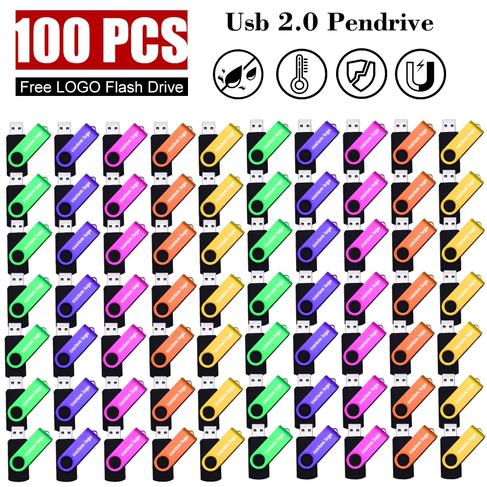 100pcs wholesale USB 2.0 Memory Stick Flash Drive 4GB 8GB 16GB 32GB 64GB Pen Drive High Speed Thumb Drive Free Customized Logo