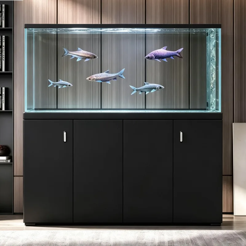 Fish tank smart living room ultra-white glass sheet metal integrated extremely narrow arowana koi ecological bottom filter fish