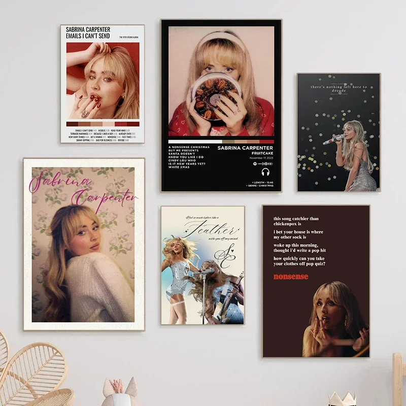 Modern Pop Music Singer Sabrina Carpenter Music Album Cover Poster Canvas Paintings Wall Art Pictures Living Room Home Decor