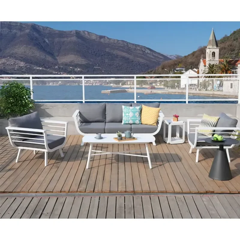 Modern Green Aluminum Leisure Sofa Set Fancy Modular Sectional for Outdoor Garden Courtyard Hotel Villa for Stylish