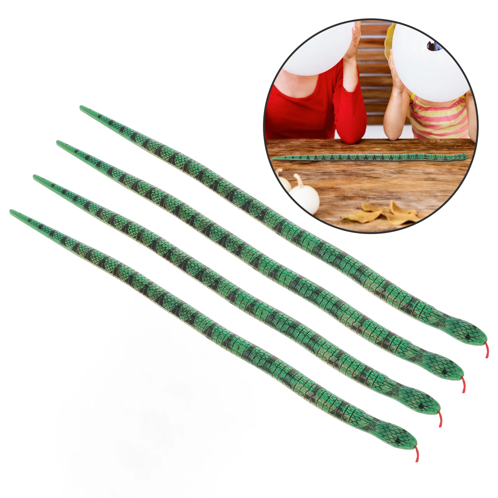 4 Pcs Kids Toys Wooden Snake Halloween Model Blank Wiggly Snakes Jointed Flexible Paint Unfinished Green Project Child