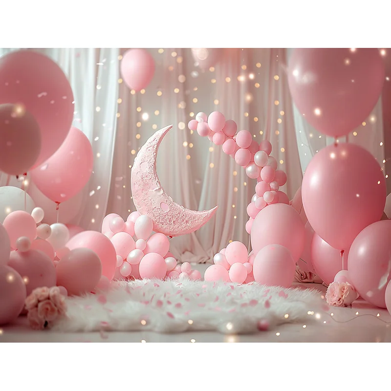 Fondos de fotografía de feliz cumpleaños para habitación de bebé, accesorios para decoración de fiesta de recién nacido, arco de globos, fondo fotográfico con tema Floral, QQ-12