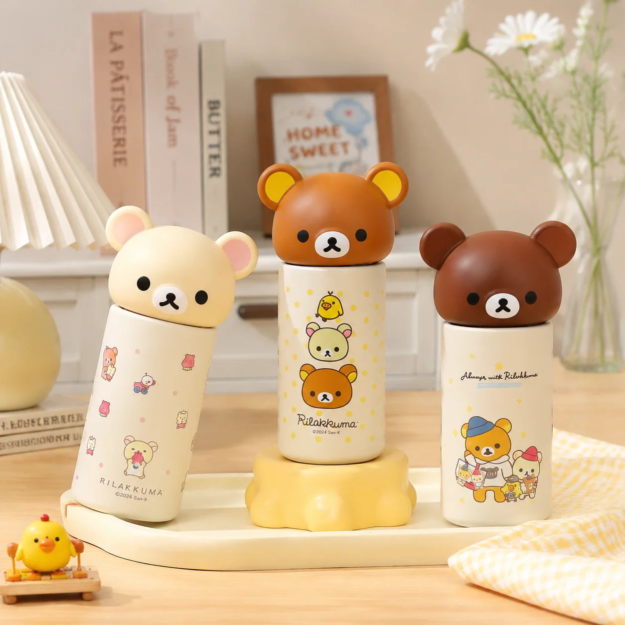New Rilakkuma Mini Vacuum Insulated Water Bottle 316 Stainless Steel Portable Leakproof Travel Mug For Office Daily Drinking