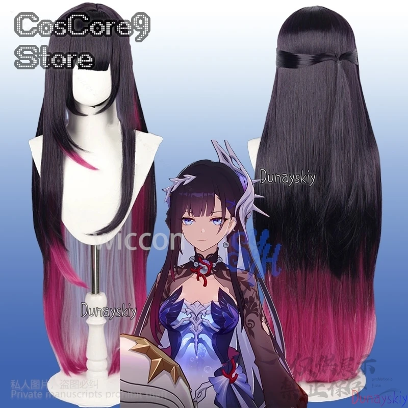 Helektra Cosplay Spiel Honkai:Star Rail AnimeLange Mischfarbe Hot Pink Schwarz Jirai Kei Mädchen Perücken Hitzebeständiges Haar Halloween