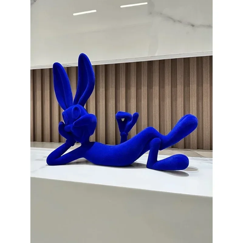 Klein Blue Rabbit Ornament TV Armário de vinho Decoração de arte sofisticada