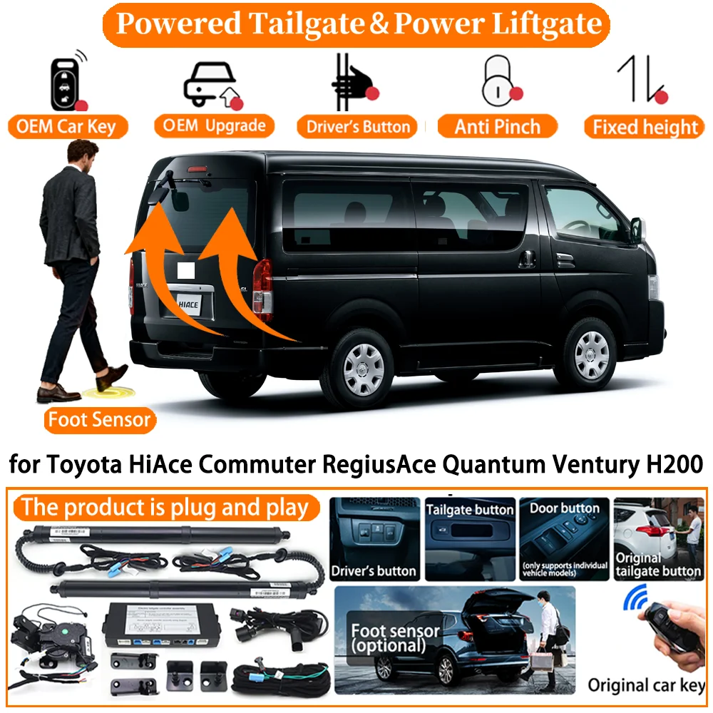 Sistema de puerta trasera eléctrica inteligente para Toyota HiAce Commuter RegiusAce Quantum Ventury H200, kit de puerta trasera eléctrica automática.