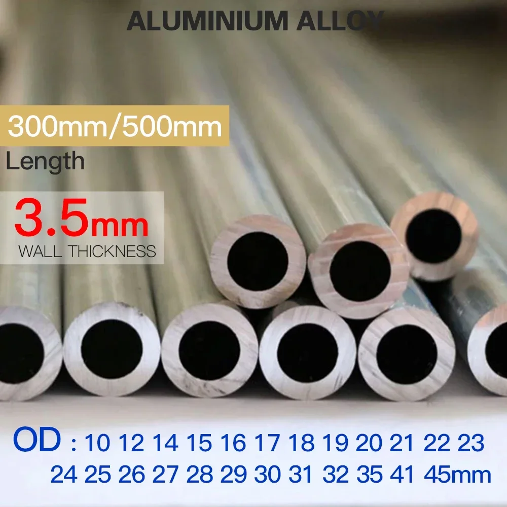 

Aluminium Pipe 3.5mm Thickness 10-45mm ODStraight 300mm 500mm Long Round 6063 Aluminum Alloy Tube