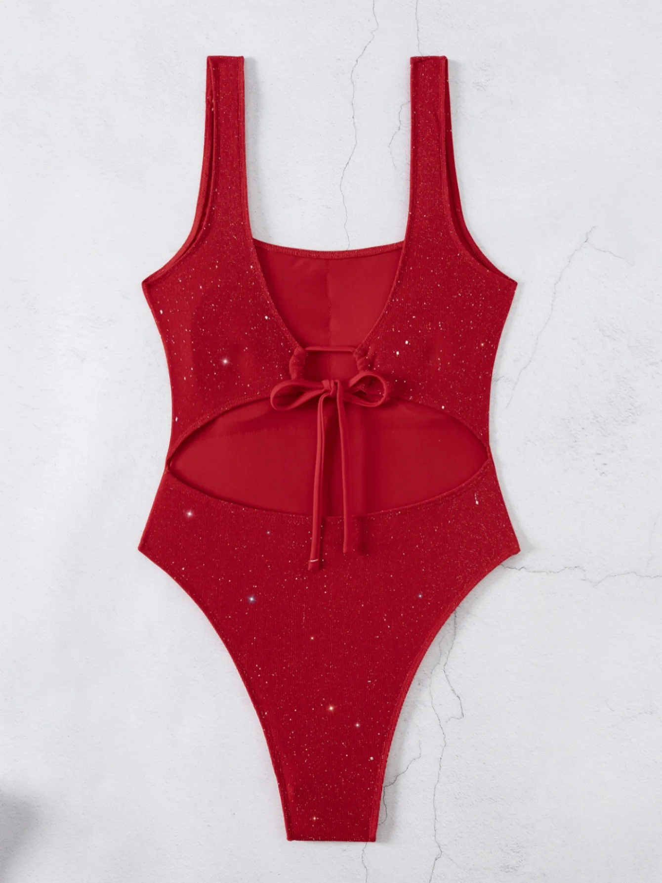 sexy glitter shinny plain swimsuits one piece back tie women's bikinis swimwear backless bathing suit beach outfits bodysuits