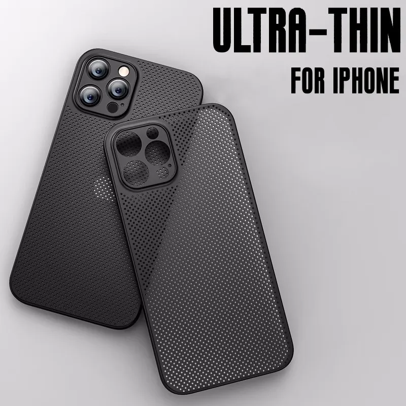 Heat Dissipation Breathable Cooling Case For IPhone 15 14 13 12 11 Pro Max XR XS Max X 8 7 Plus 12 13 14 Mini Plain Color Case