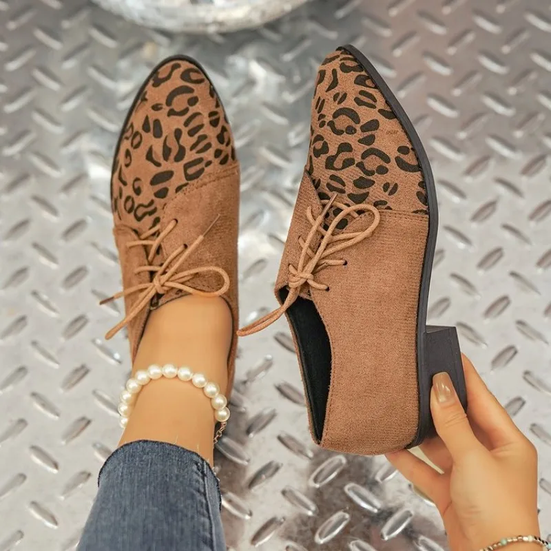 

Удобные туфли-лодочки из искусственной замши на низком каблуке, женские однотонные лоферы на шнуровке, женская повседневная обувь с острым носком