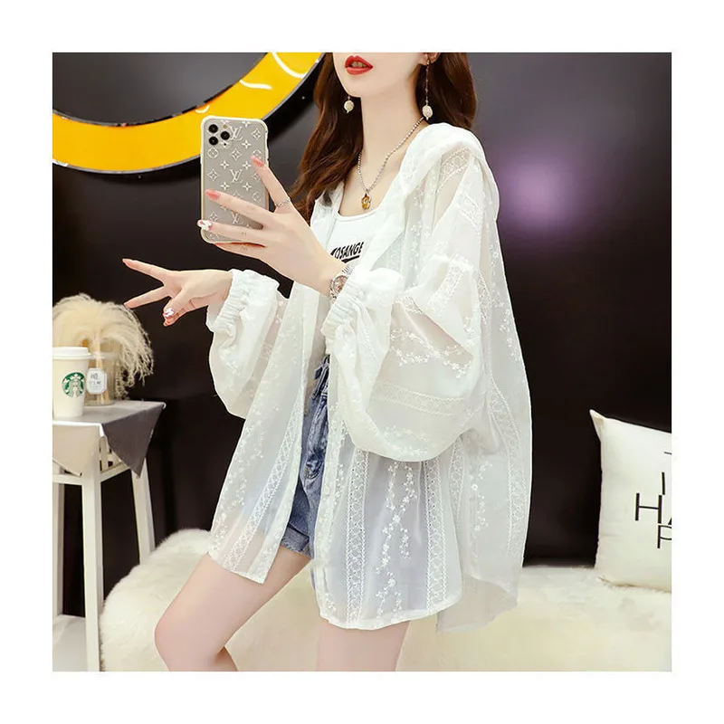 Summer UV Protection Women's Sun Protective Clothing Thin Style Lace Jacket Air Conditioning Shirt Women's Tops Блузки Рубашки