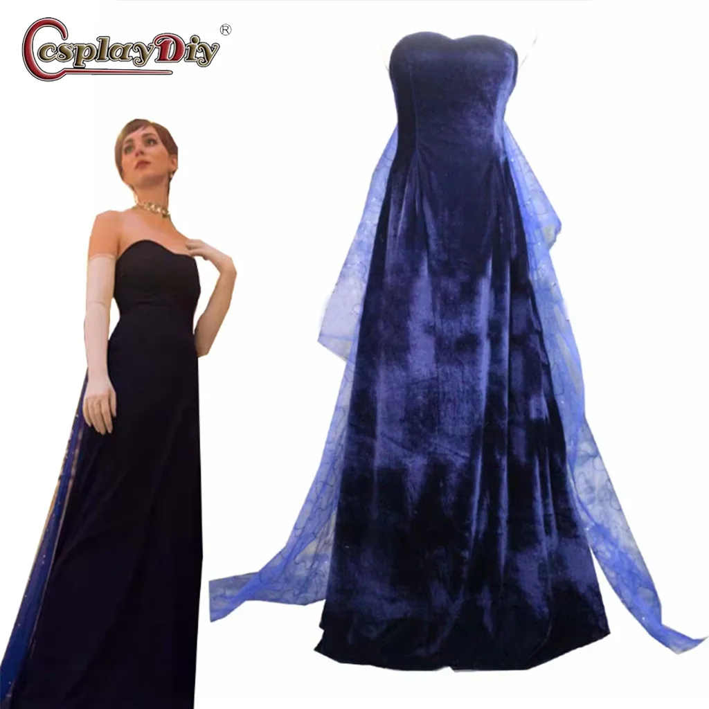 Cosplaydiy Anastasia Dark Blue Cosplay Dress Princess Anastasia Evening Ball Gown Birthday Party Adult Ceremony Dress Halloween