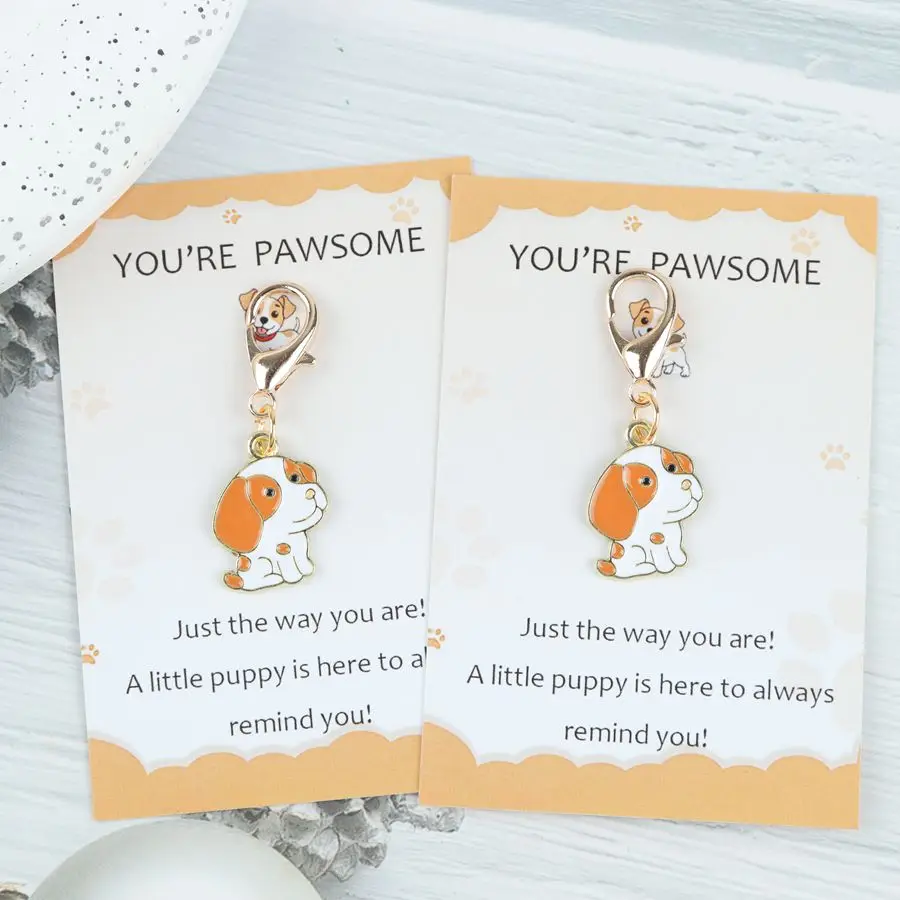 1pc / 2pcs Cute Puppy Keychain, Comes with a heartwarming motivational card – perfect as a gift for friends and family.