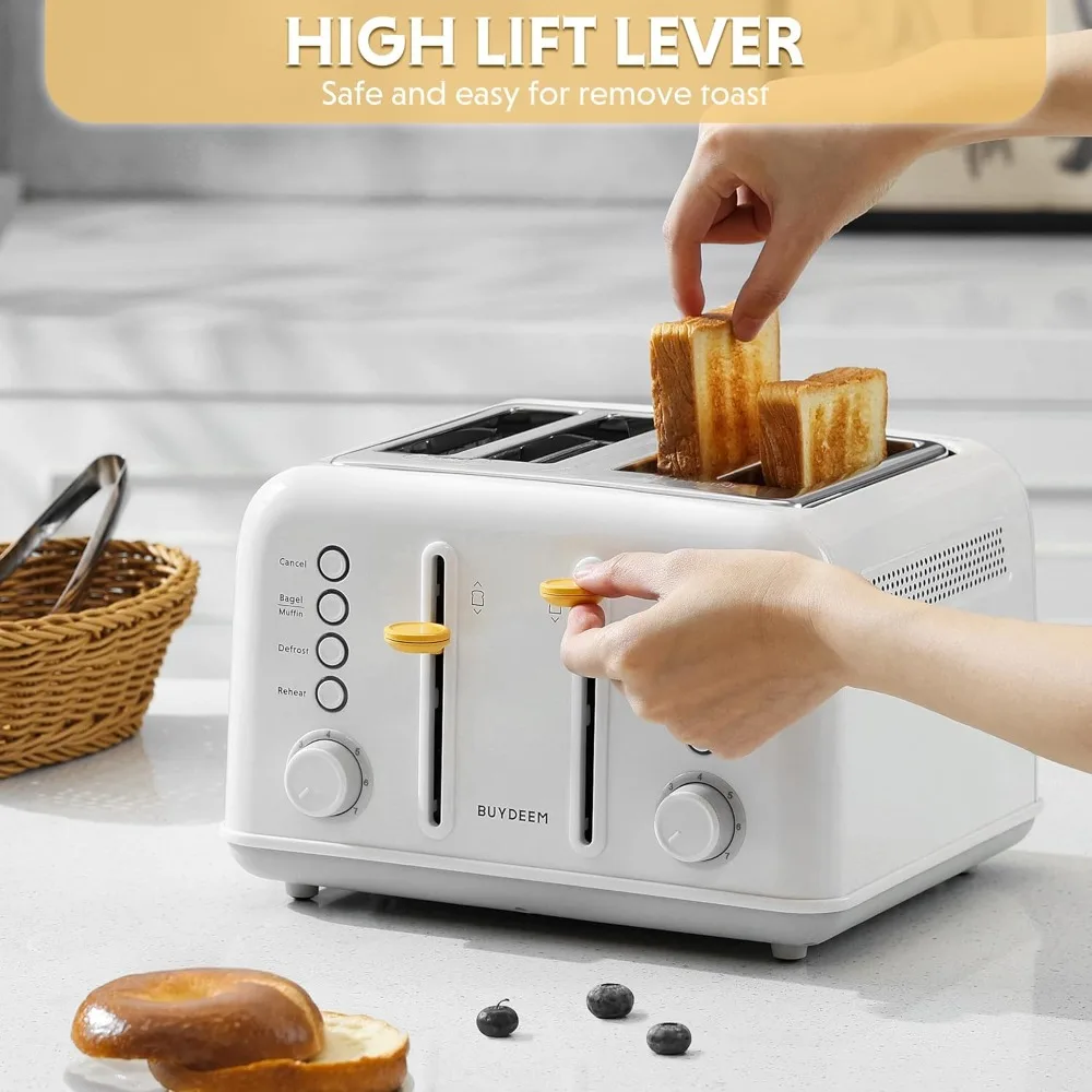 

4-Slice Toaster, Extra Wide Slots, Retro Stainless Steel with High Lift Lever, Bagel and Muffin Function