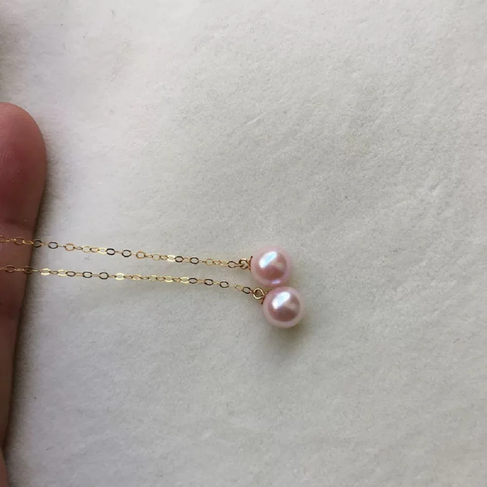 Wunderschöne AAAA8-9mm natürliche runde Südseeperlen-Ohrringe aus 18k/AU750 Gold/Länge ca. 5cm