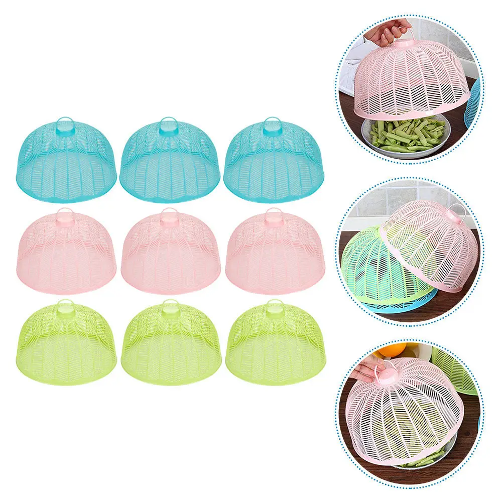 9Pcs Food Cover Plastic Protective Net Fly Protector Dish Umbrella Kitchen Outdoor Use Portable Easy Hold Long Time