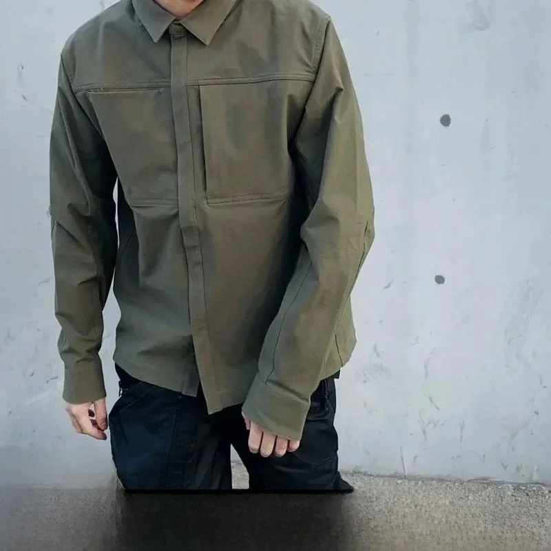 

Outdoor Men's Casual Long Sve irt Jaet Busin Series Wear Resistant Autumn Faion Loose Fit Nylon Polyester Blend