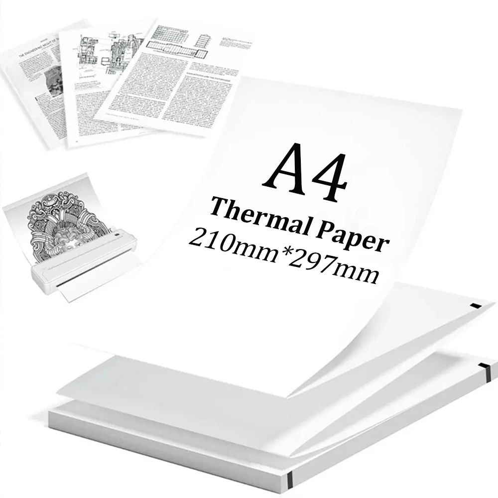 A4 Thermal Paper 20/100/200 Sheets Folded&Roll Type Quick-Drying Thermal Paper For Documents Exam Papers Office Home Printing