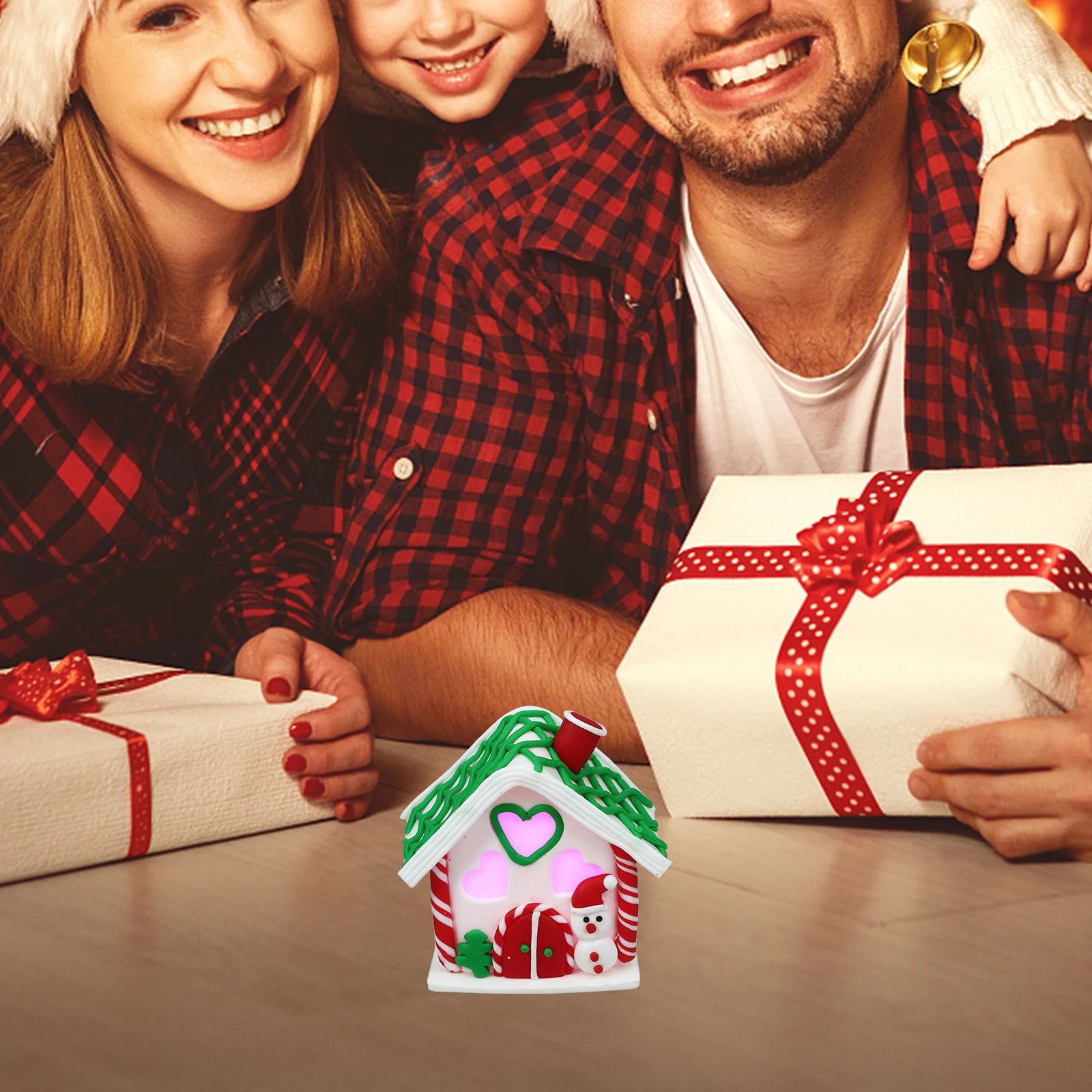 

Christmas Miniature Ornament Polymer Clay Lighted Xmas Table Decoration Party Centerpiece Christmas