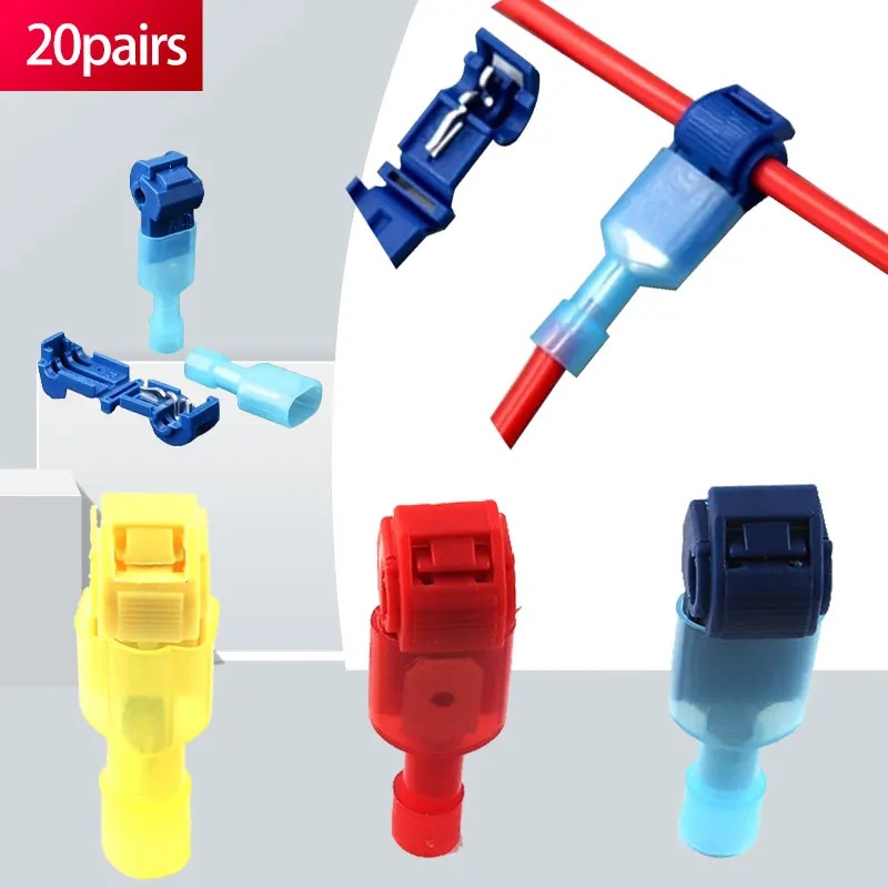 

40PCS 20Pairs Quick Electrical Cable Connectors Snap Splice Lock Wire Terminals Crimp