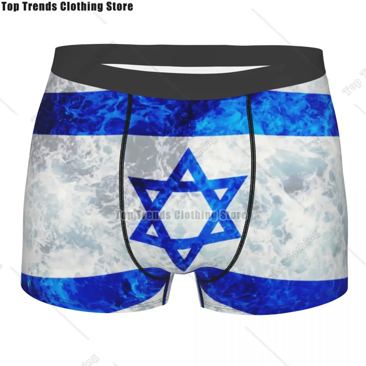 

Модные боксеры с флагом Израиля, шорты, мужские трусы, эластичные трусы с океанскими волнами, нижнее белье