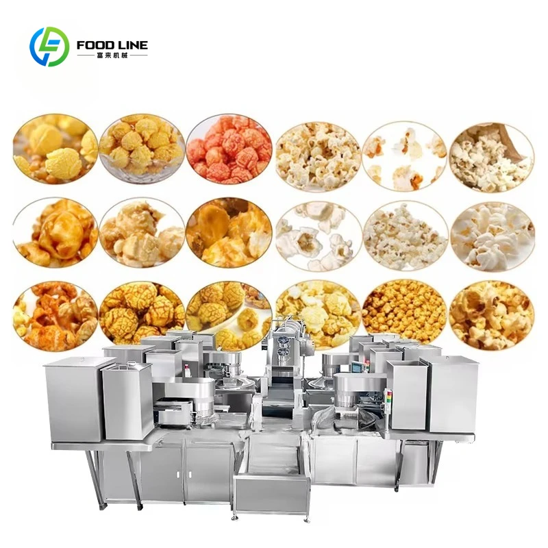Customized Automatic Popcorn Coating and Mixing Line Industrial Caramel Popcorn Production Machine for Snack Manufacturing