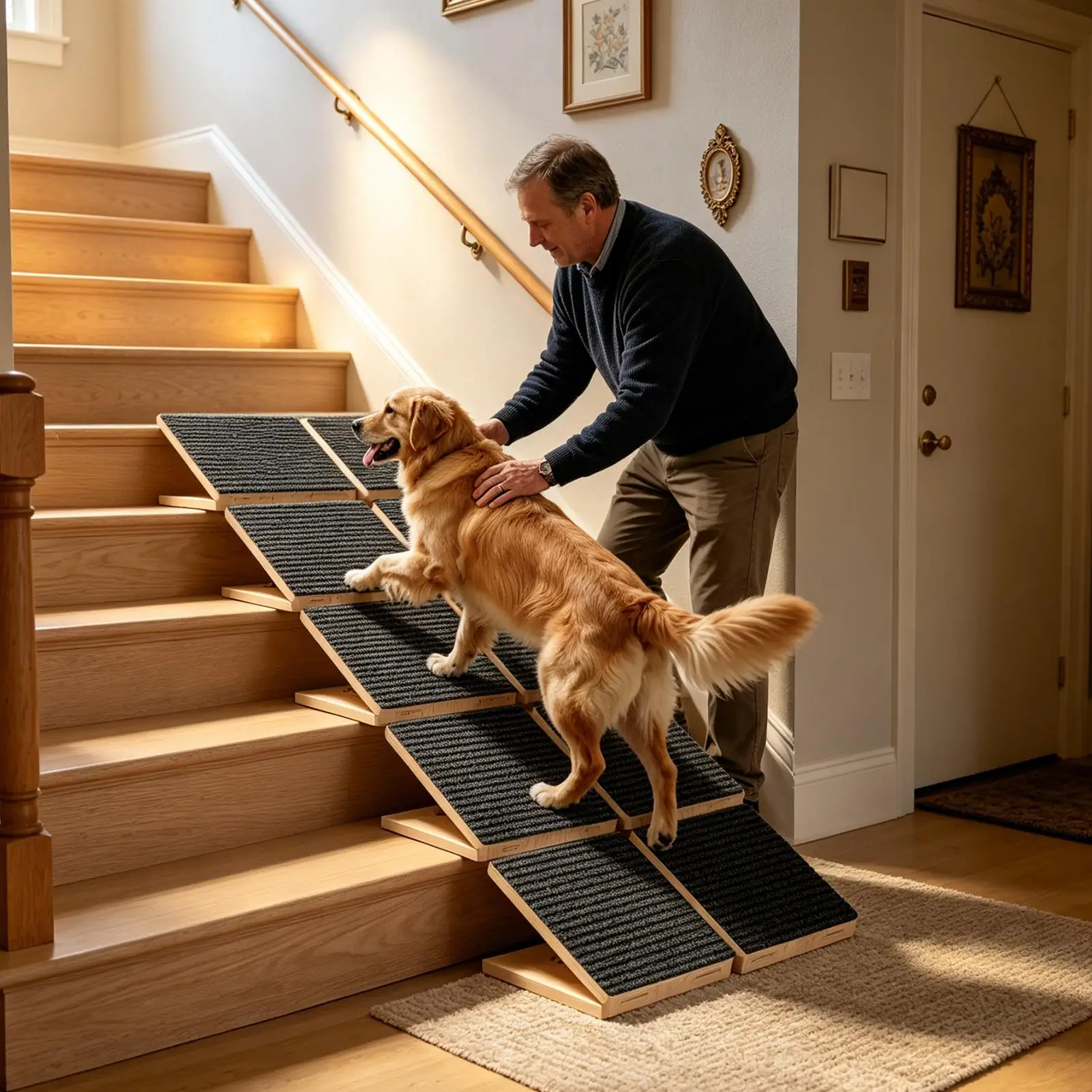 Dog Ramp For Steps Foldable Safety Assist With Triangle Support Senior Dog Step Ramp For Home House Basement Garage Living Room