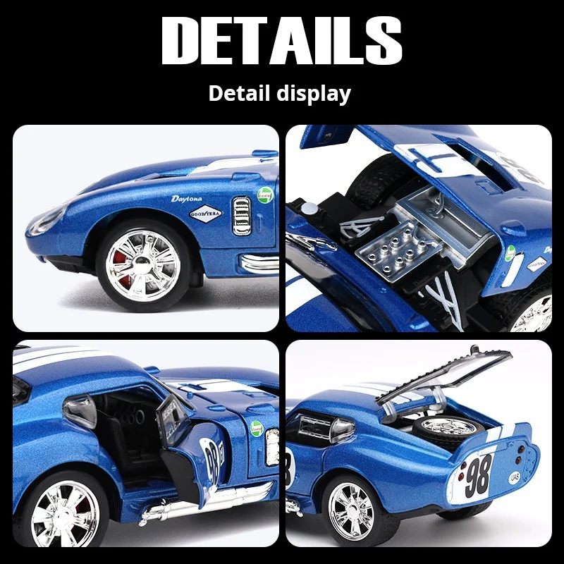 معتمد رسميًا 1:32 شيلبي كوبرا نموذج سيارة من خليط معدني للسيارة الخارقة، لعبة سيارة رائعة ومقتنيات هدايا للأولاد الخفيفة #6