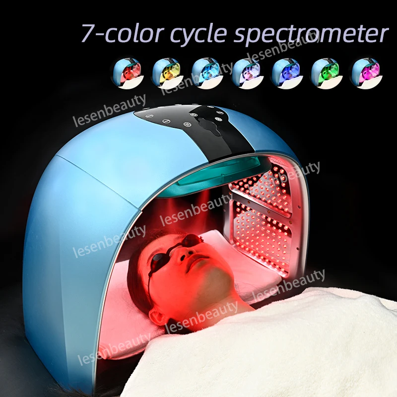 NEW Foldable LED Mask 7 Colors PDT Cold Nano Water Supplement Spray Spectrometer Beauty Tools Facial Mask Machine Salon Home Use