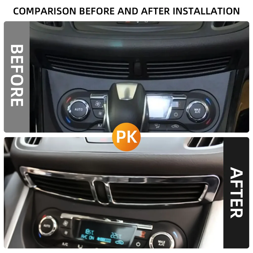 ABS Chrome Glossy Air Vent Trim for Ford Escape Kuga 2016 - 2019 Ac Outlet Decoration Cover Sticker Car Accessories