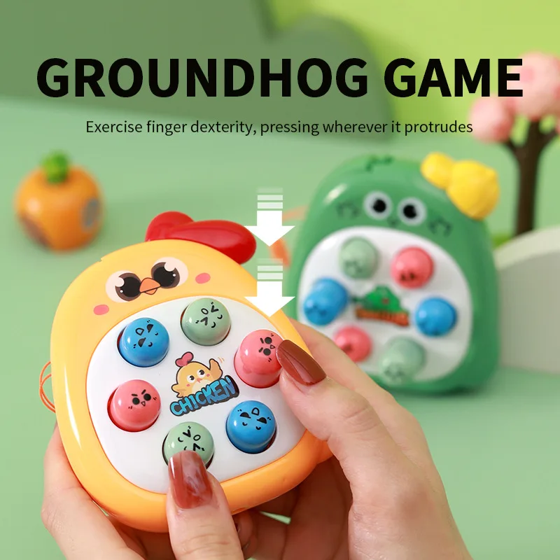 Pocket Game Machine Cartoon Press Gopher Finger Toy Mini Children Baby Early Education Coordination Game Machine Keychain Toy