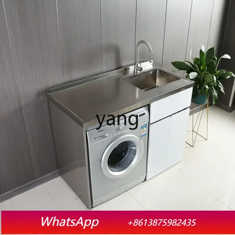 Meuble de machine à laver de balcon en acier inoxydable LH, avec lavabo intégré, sur mesure, pour extérieur, meuble combiné