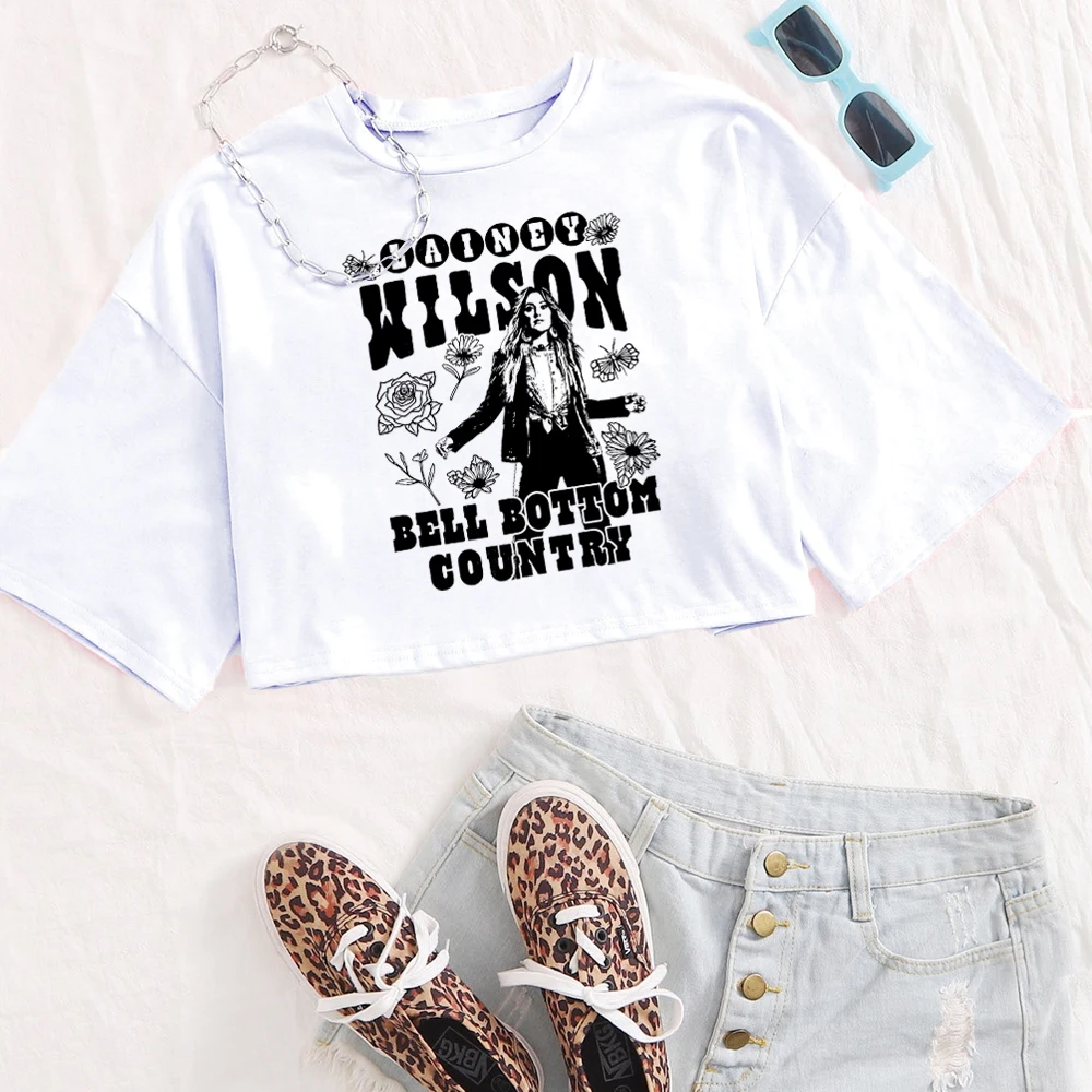 Lainey Wilson Crop Tops Lainey Wilson Music Album Crop Tops Gift for Lainey Wilson Fan O-Neck Short Sleeves Crop Tops