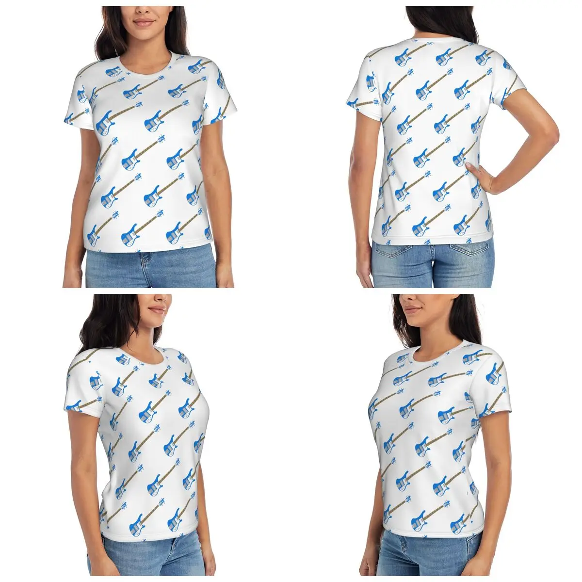 Left-Handed Rickenbacker 4001C FLCL Bass Guitar T-Shirt Women Short Sleeve T Shirts Round Neck Streetwear Cotton Summer Tees