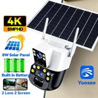 Solar Powered 4G/WiFi Security Camera, 4K 8MP Dual Lens Outdoor PTZ, No Power Cord Needed, Full Color Night Vision, Waterproof