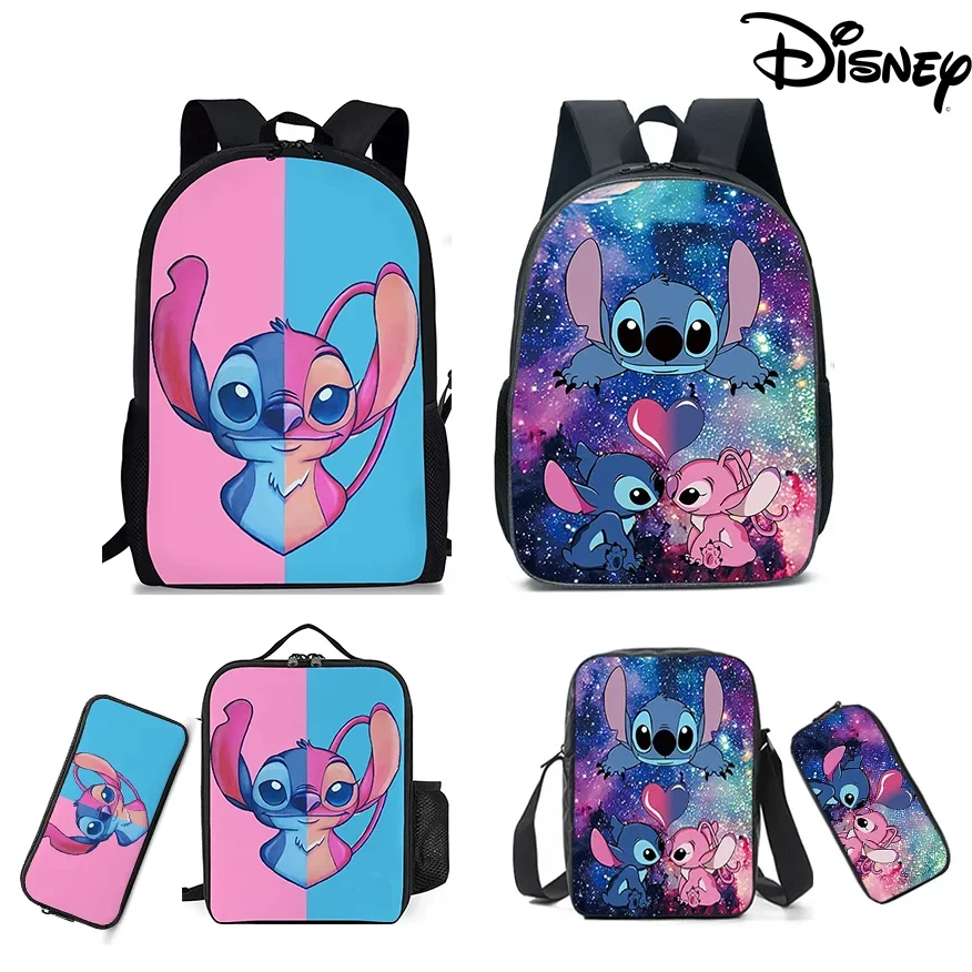 Disney Stitch Single Anime plecak dziecięcy piórnik torba na Lunch figurki śliczne Lilo ścieg drukuj tornister 3 sztuk/zestaw prezent dla dzieci