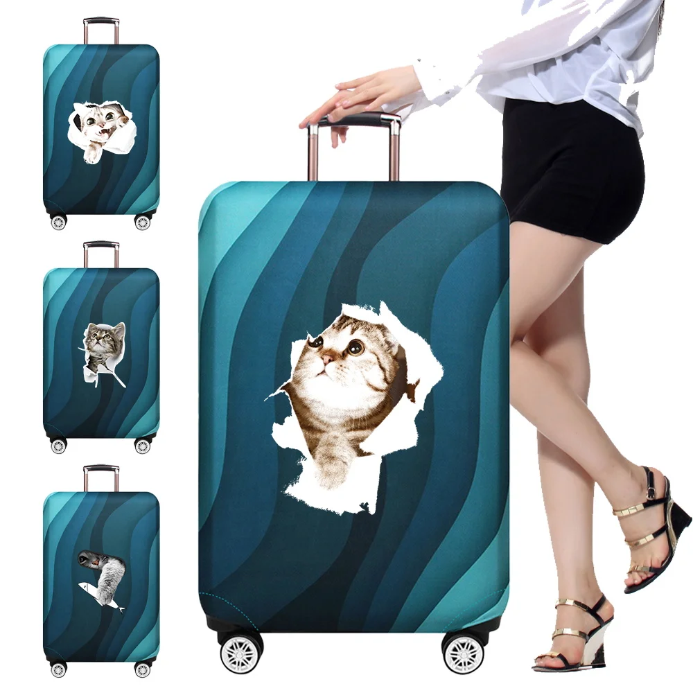 

Trolley Box Cover Thick Elastic Luggage Cover Protector Resistant Multiple Style Options Cat Series 18-32inch Luggage Suitable