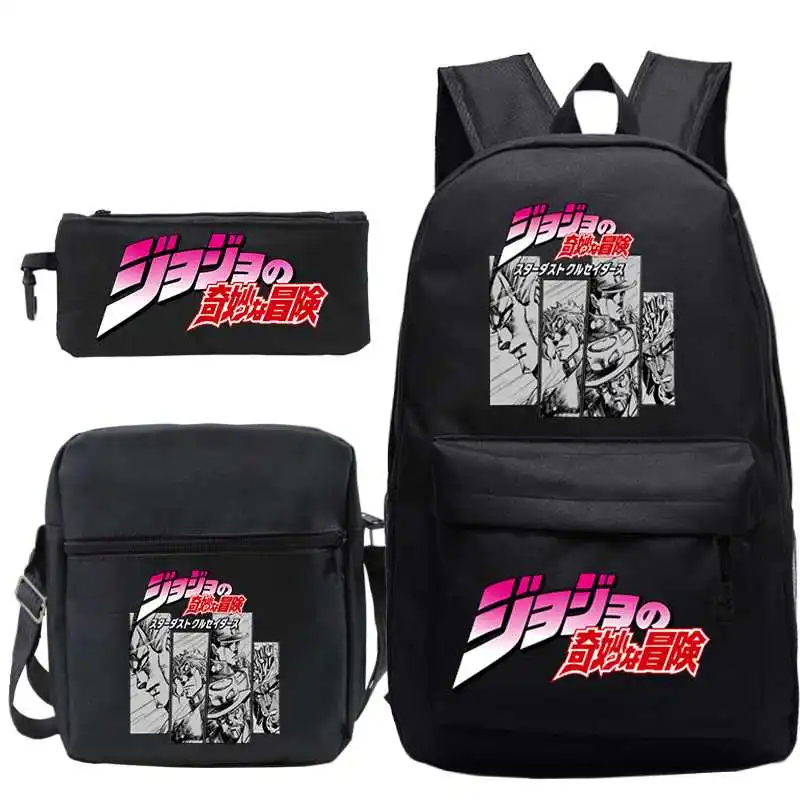 Fashion 3 Set Backpacks Anime Jojo Bizarre Adventure Print Backpack Women Men Book Bag Teenage Jojo Bizarre Adventure Schoolbag
