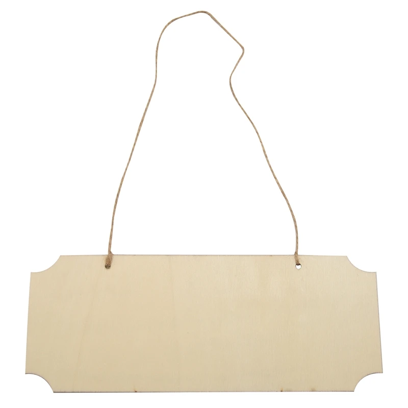 10 Pieces Unfinished Hanging Wood Sign Rectangle Blank Wooden Plaque Banners With Ropes For Pyrography Painting Writing