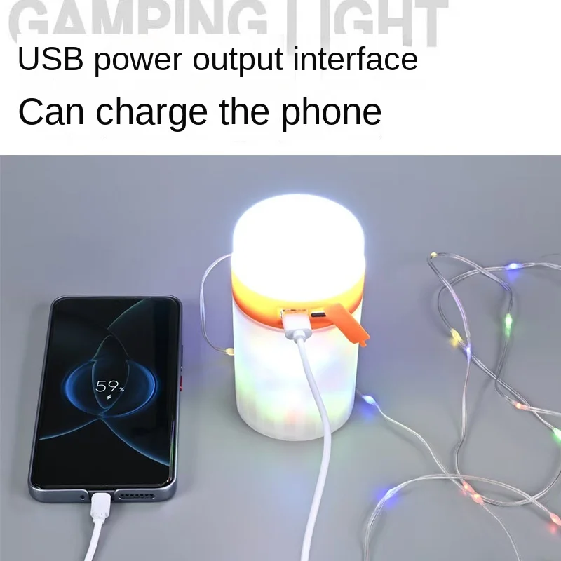 Nightlight Atmosphere Light Decorative String Light Colorful Light with Charging Camping Light Portable Tent Light