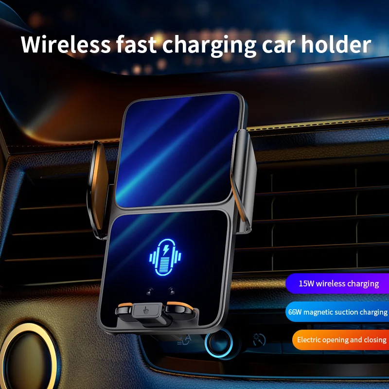 

Car Phone Holder 66W Magnetic Head 15W Wireless Charging Touch Control Mobile Phone Stand for Car for iPhone Samsung Xiaomi