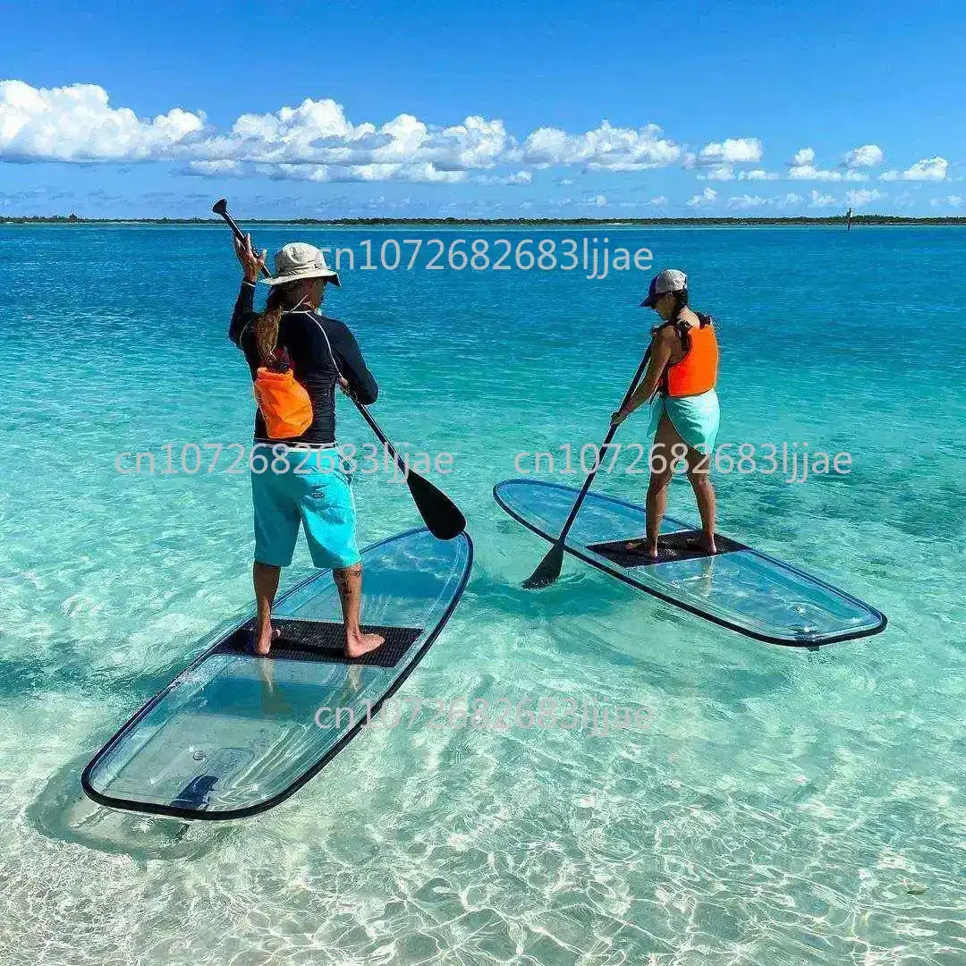 Upgraded Transparent Stand Up Paddle Board Sup Clear Bottom Surfing Water Play Sports Boards Tour Adults Fishing Park