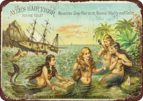 1886 Ayer's Hair Vigor Vintage AD LOOK Reproduction Metal Sign 8 x 12