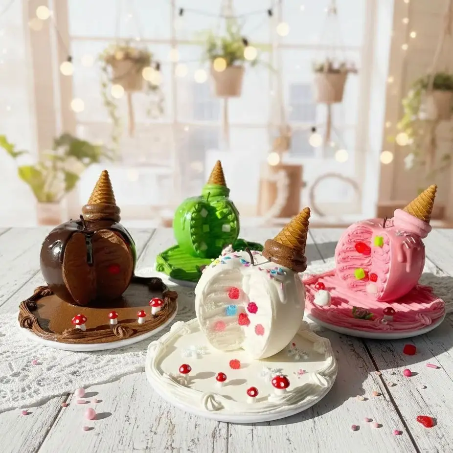 Realistic Apple Dessert Phone Stand Holder Aesthetic Desktop Accessory Photography Prop Cute Room Decor Support Gift Ornament