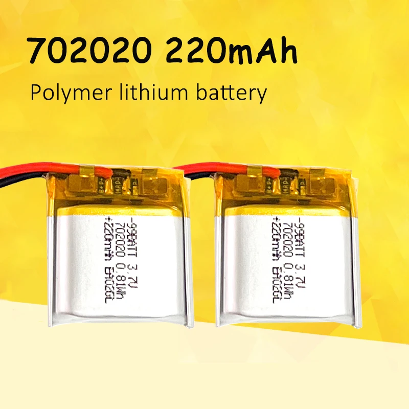 

702020 Li Battery 3.7v 220mAh Rechargeable Lithium Polymer Batteries for Remote Control Audio Speaker Bluetooth Headset Keyboard