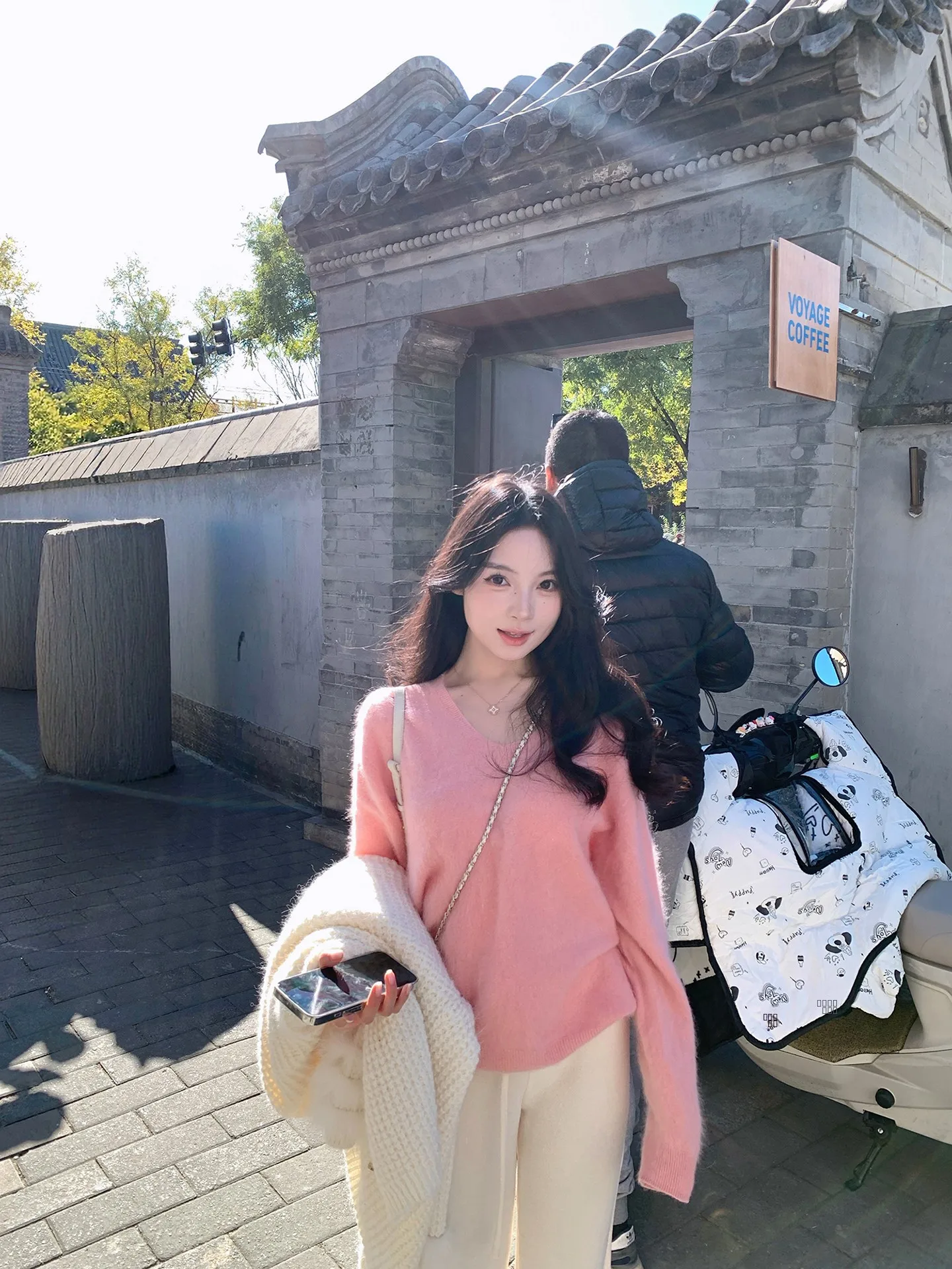 

Pink V-Ne Wool Sweater Women's Base Layer irt Loose Fit Sweet Sle Autumn Winter New Arrival Inner Wear Casual Comfortable