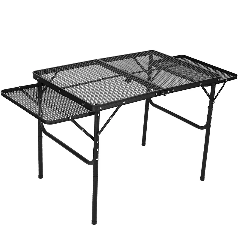 Mesa plegable para acampar al aire libre, aleación de aluminio, área grande, portátil, almacenamiento para Picnic, barbacoa, mesa de comedor