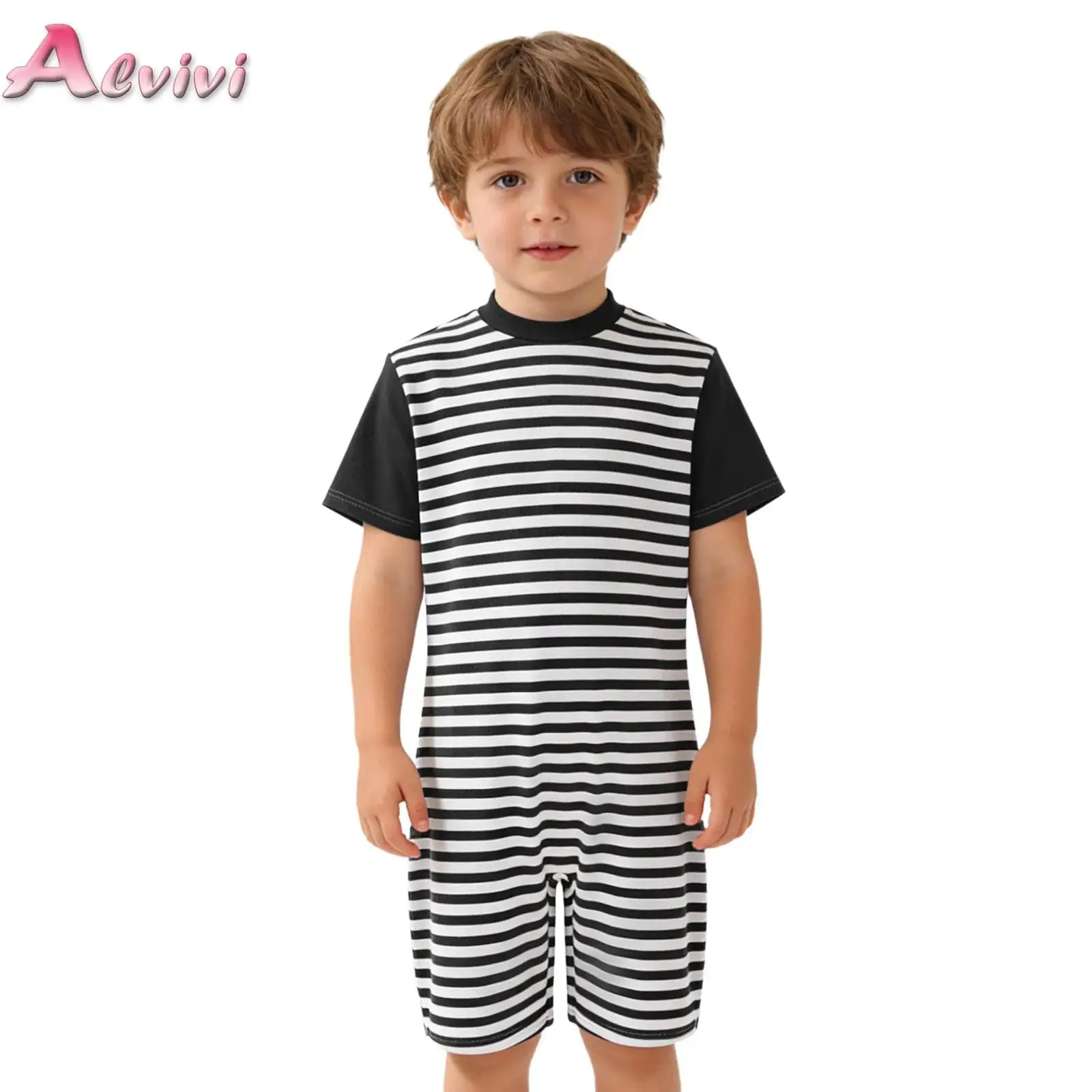 

Adaptive Clothing for Children Boys Special Needs Jumpsuit Anti-Strip Invisible Zipper Back Striped One Piece Bodysuit Rompers