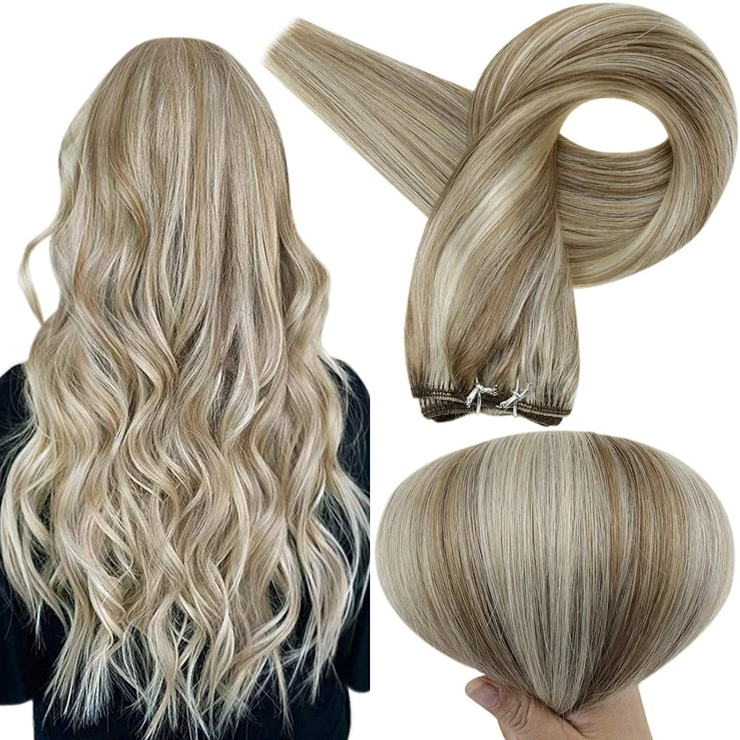 

Human Virgin Hair Super Genius Weft 22inch 100g #TTA #TSK Pre Sewn Weft Hairpiece Double Efficiency & Invisible Wholesale Drops